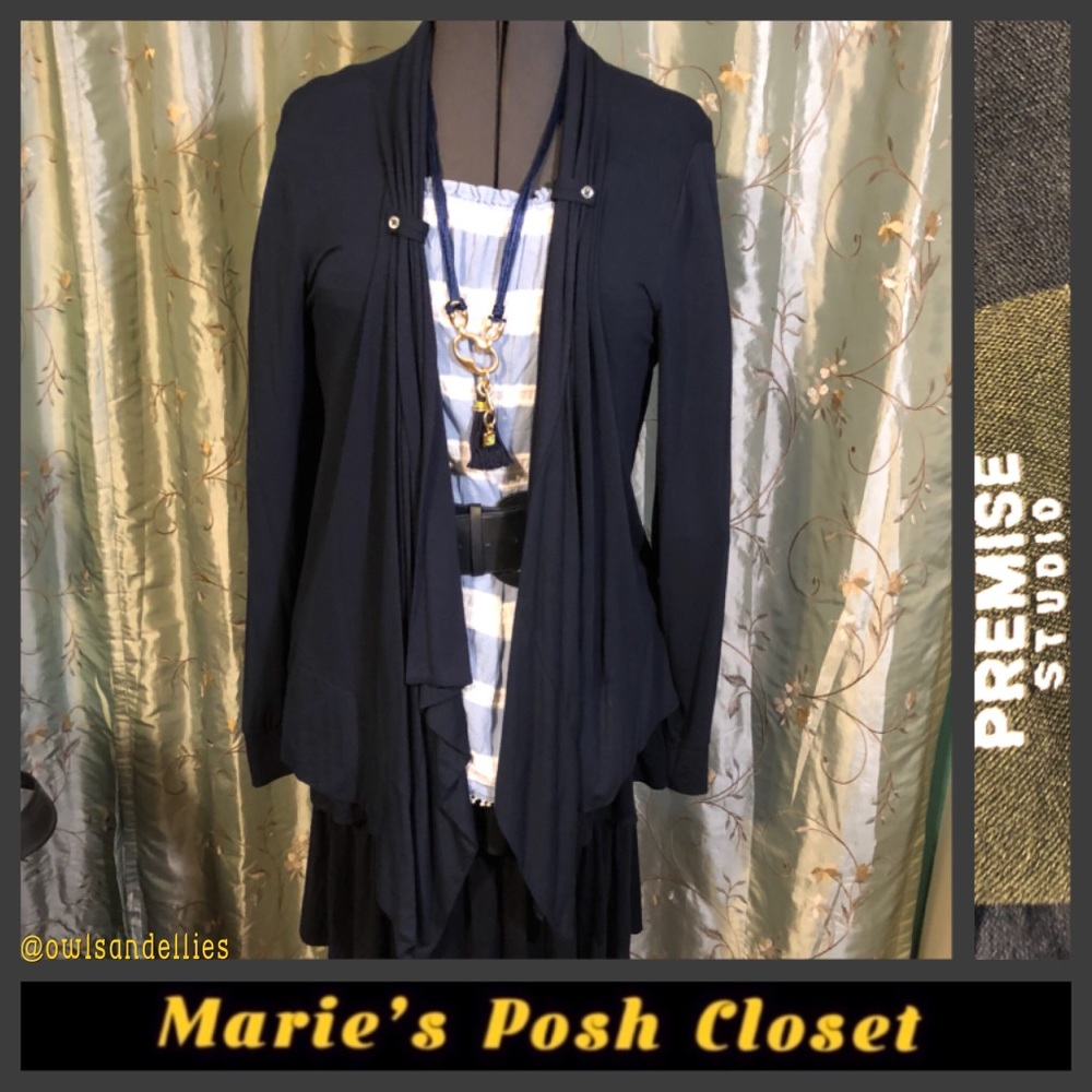 Navy Drape Loose Fitting Jacket
